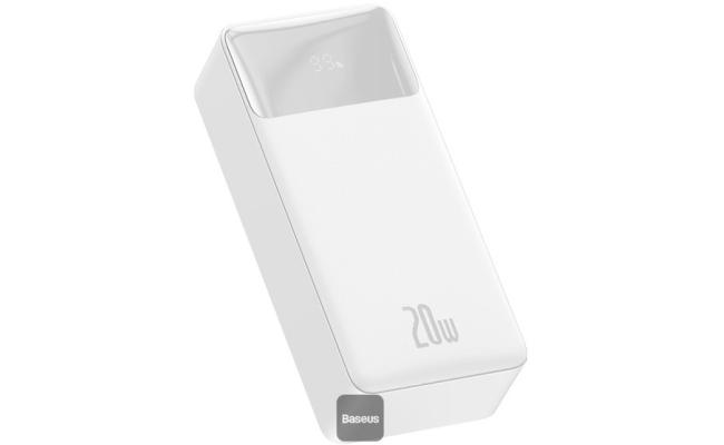 Baseus Bipow Digital Display Power Bank 30000mAh 20W Portable Phone Charger - White